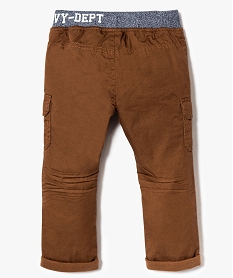 pantalon uni a taille cotelee contrastante orange pantalons7834801_2