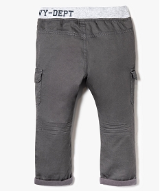 pantalon uni a taille cotelee contrastante gris7834901_2