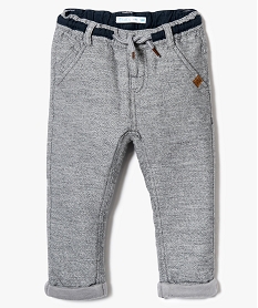 GEMO Pantalon droit texturé avec cordon de serrage à la taille gris standard