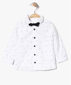 GEMO Chemise bébé garçon à petits motifs chics et noeud papillon Blanc