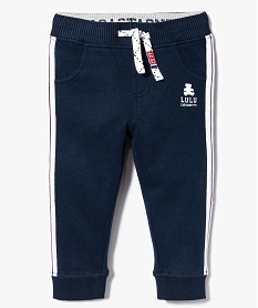 pantalon de jogging en molleton avec bandes laterales - lulu castagnette bleu7838301_1