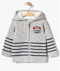 GEMO Veste zippée avec capuche doublée sherpa blanc standard