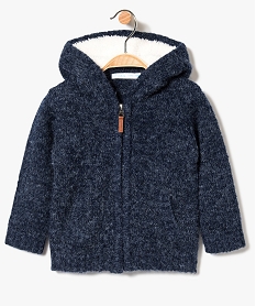 gilet zippe avec capuche doublee sherpa bleu7840301_1