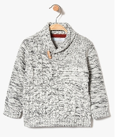 GEMO Pull en maille fantaisie avec col châle blanc standard