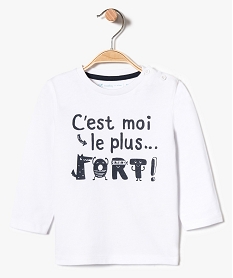 GEMO Tee-shirt bébé garçon à manches longues avec motif Blanc