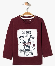 GEMO Tee-shirt à manches longues avec motif sur le devant Rouge