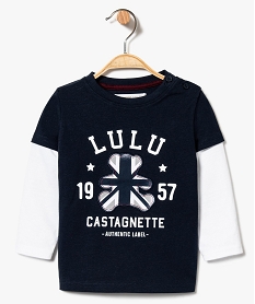 tee-shirt a manches longues effet 2 en 1 - lulu castagnette bleu7843801_1