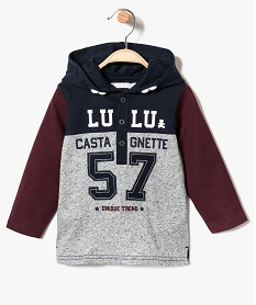 GEMO Tee-shirt tricolore à capuche - Lulu Castagnette Gris