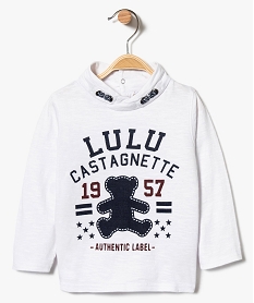 GEMO Tee-shirt à fines rayures avec col fantaisie - Lulu Castagnette Blanc