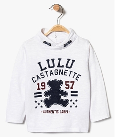 GEMO Tee-shirt à fines rayures avec col fantaisie - Lulu Castagnette Blanc