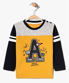 GEMO Tee-shirt à manches longues tricolore avec motifs jaune standard