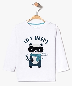 GEMO Tee-shirt à manches longues avec motif raton laveur blanc standard