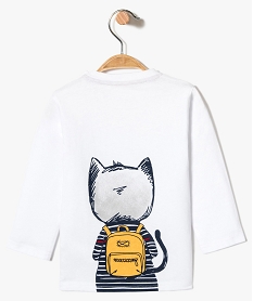 tee-shirt imprime chat avec boutons fantaisie blanc7845201_2