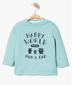 GEMO Tee-shirt bébé garçon à manches longues avec motif Bleu