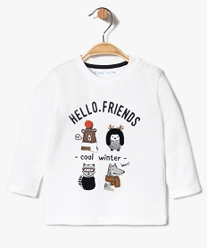 GEMO Tee-shirt à manches longues avec motif en relief sur lavant blanc standard