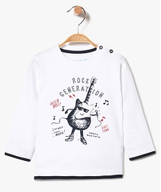tee-shirt a manches longues avec motif guitare sur lavant blanc7847201_1