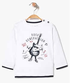 GEMO Tee-shirt à manches longues avec motif guitare sur lavant blanc standard