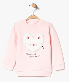 sweat avec motif coeur et chat rose7848601_1