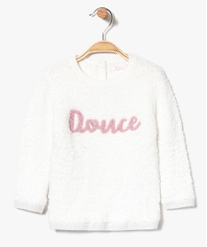 GEMO Pull duveteux à empiècement bouclette blanc chine