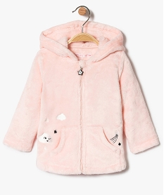 GEMO Sweat à capuche zippé en pilou à motifs brodés coloris assortis
