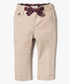 pantalon en toile avec motifs fleuris a la taille beige7850501_1