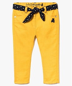 pantalon uni avec ceinture amovible contrastante - lulu castagnette jaune7850801_1