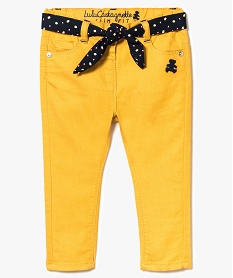 GEMO Pantalon uni avec ceinture amovible contrastante - Lulu Castagnette Jaune