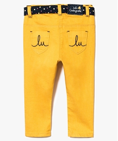 pantalon uni avec ceinture amovible contrastante - lulu castagnette jaune7850801_2