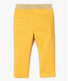pantalon en toile avec taille elastiquee pailletee jaune7850901_2