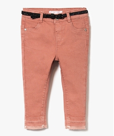 jean slim a bords francs avec ceinture pailletee rose pantalons7851001_1