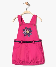 GEMO Robe salopette avec motif fleuri et ceinture pailletée Rose