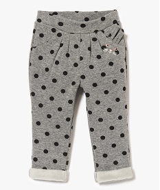 pantalon chino a pois en molleton gris7853801_1