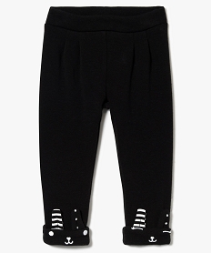 GEMO Pantalon molletonné à ourlets lapin noir vif