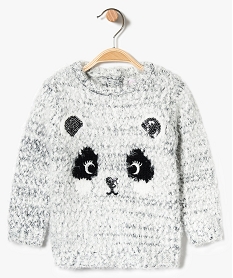 GEMO Pull duveteux à tête de panda Gris