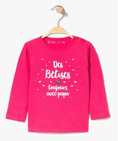 GEMO Tee-shirt à manches longues avec inscription pailletée sur lavant Violet