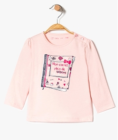 tee-shirt a manches longues avec inscription pailletee sur lavant rose7856501_1