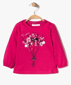 tee-shirt a manches longues avec motif bouquet de fleurs rose7857501_1