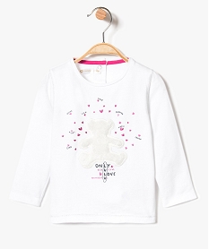 GEMO Tee-shirt à manches longues motif ourson Lulu Castagnette Blanc