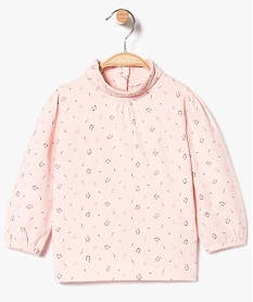 GEMO Tee-shirt à motifs avec col fantaisie rose vif
