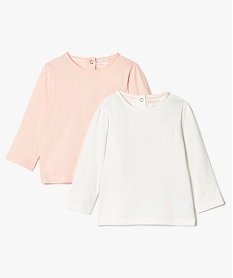 GEMO Lot de 2 tee-shirts à manches longues assortis Rose