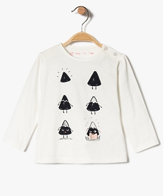 GEMO Tee-shirt à manches longues avec motifs pailletés Beige
