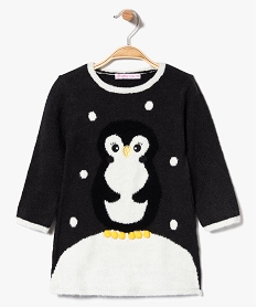 GEMO Robe en maille motif animal noir chine