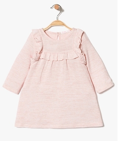 GEMO Robe bébé fille à manches longues à plastron volanté Rose