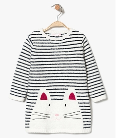 GEMO Robe pull en maille pilou à motif chat Imprimé