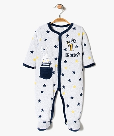 GEMO Pyjama bébé garçon motifs étoiles avec biais contrastant Gris