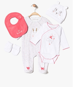 GEMO Trousseau de naissance 5 pièces thème lapin Gris