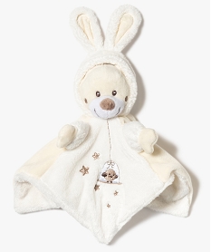 GEMO Doudou plat carré à tête de lapin Beige