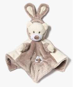 doudou plat carre a tete de lapin brun7863901_1