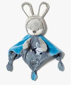 GEMO Doudou en velours forme lapin Bleu