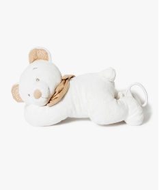 GEMO Peluche musicale blanche à bandana beige Blanc